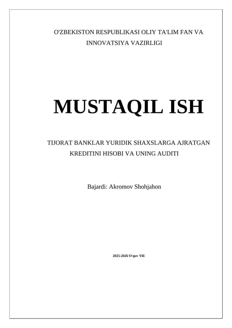 Kredit hisoblash usullari va uning asosiy prinsiplari 1