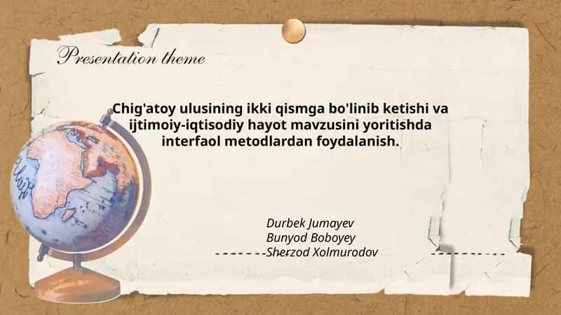 Chig'atoy ulusining ikki qismga bo'linib ketishi va ijtimoiy-iqtisodiy hayot 1