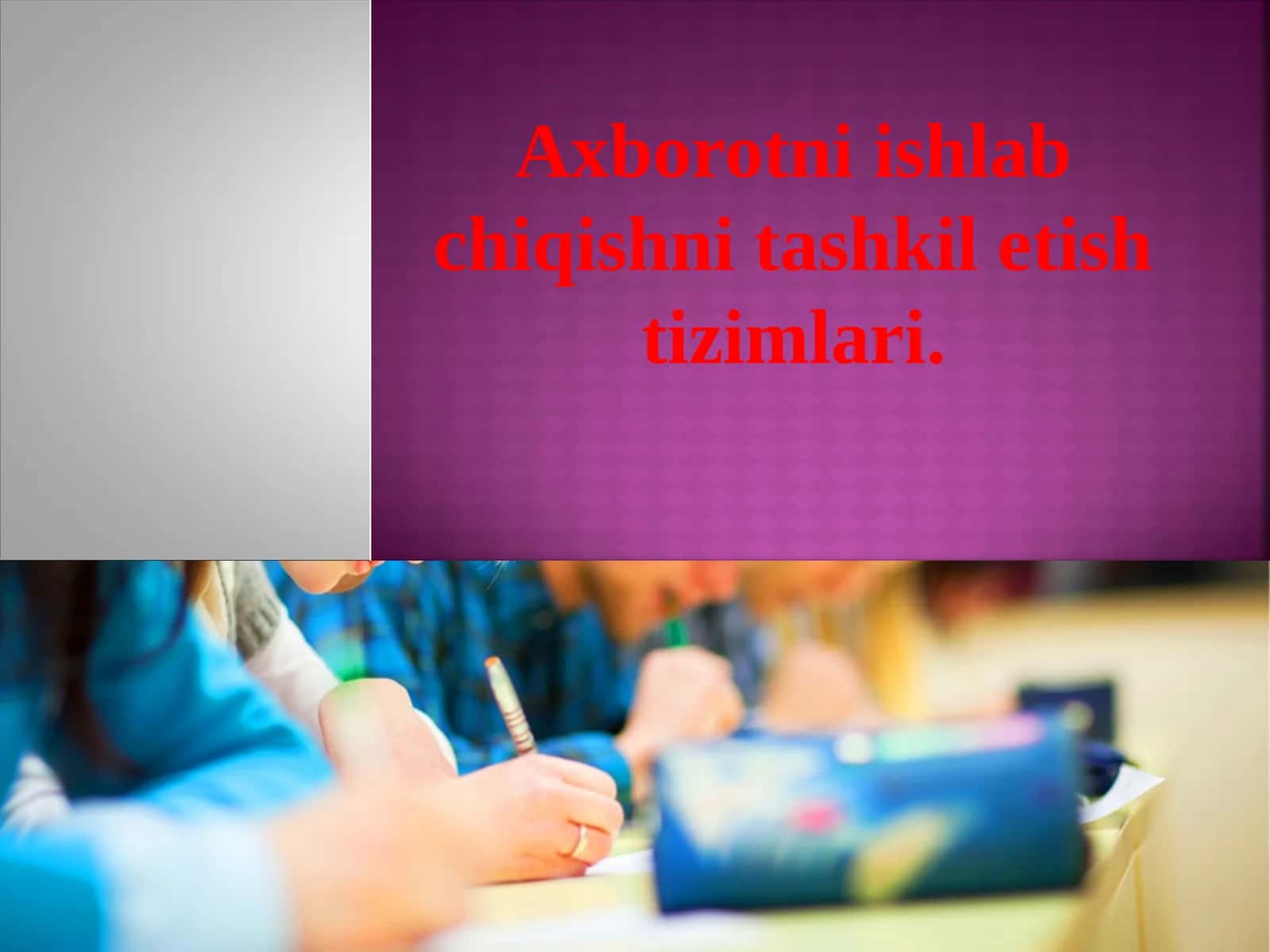 Axborotni ishlab chiqishni tashkil etish tizimlari..ppt 1
