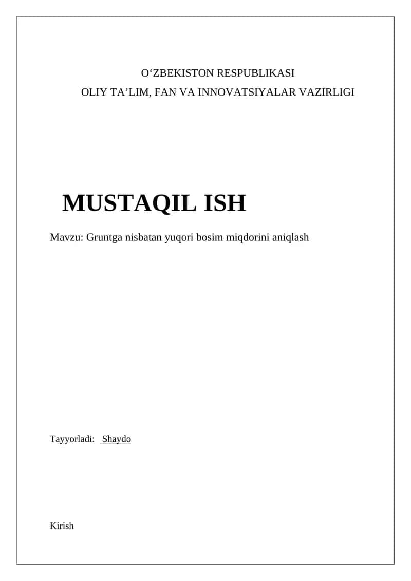 Gruntga nisbatan yuqori bosim miqdorini aniqlash 1