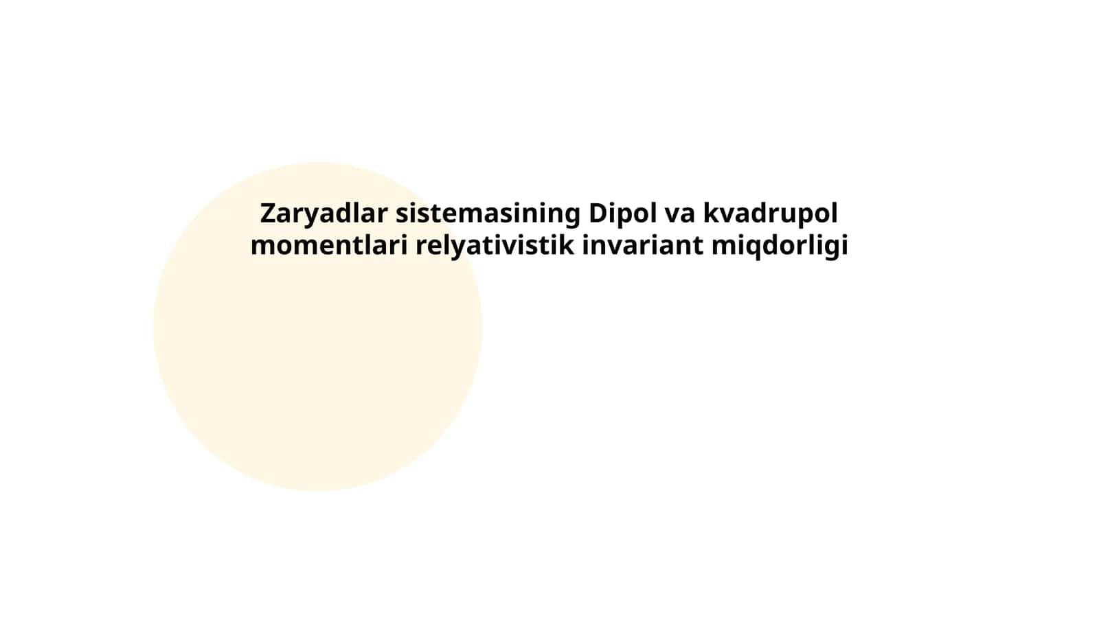 Dipol va kvadrupol momentlari tushunchasi 1