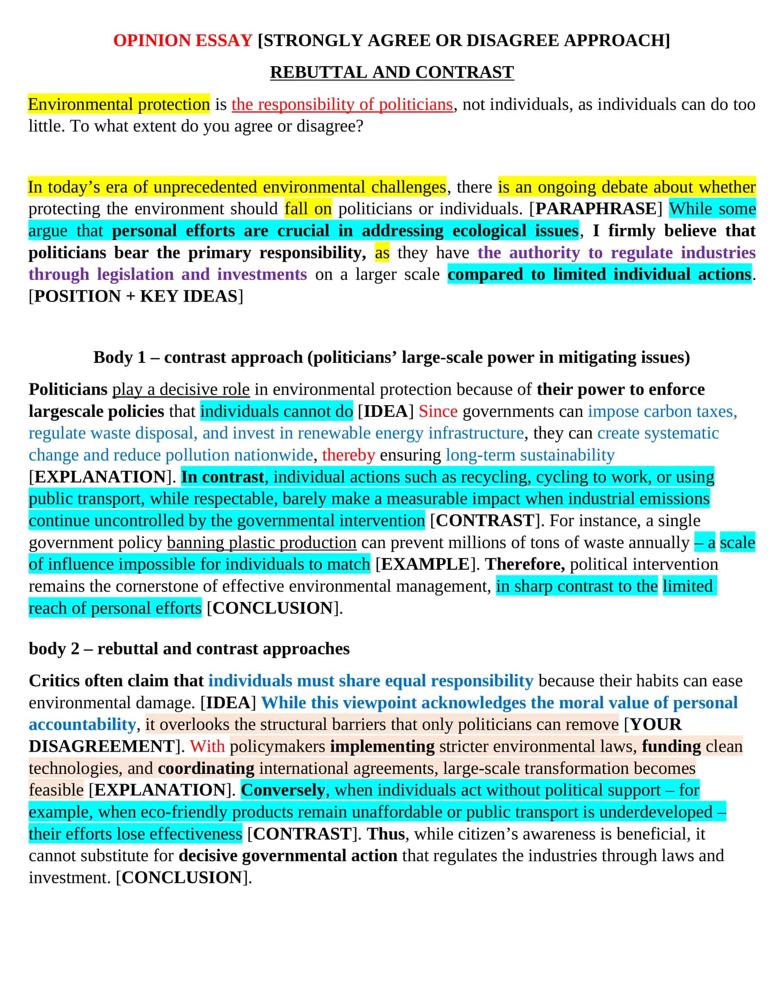 OPINION ESSAY [STRONGLY AGREE OR DISAGREE APPROACH] 1