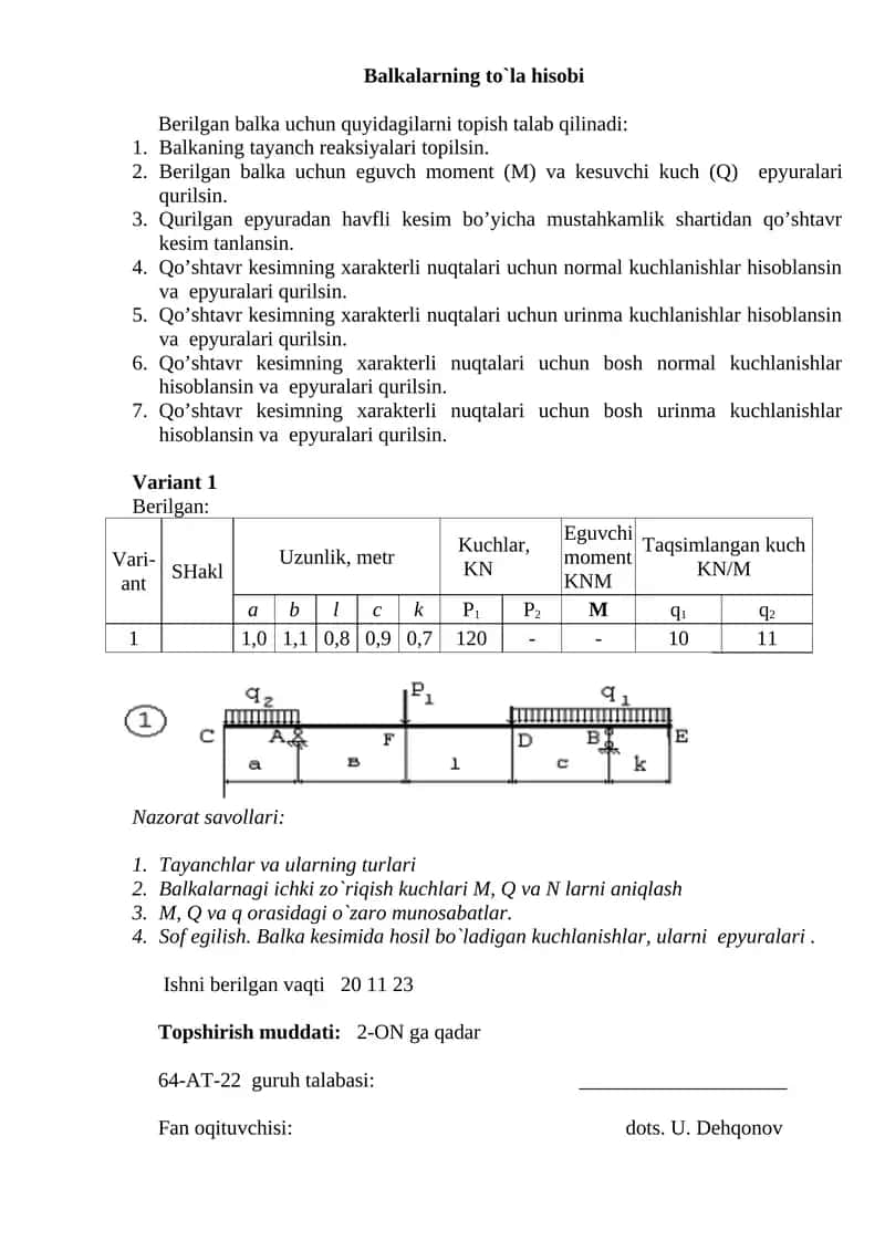 Balkalarning to`la hisobi 1