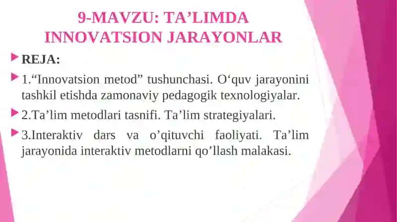 Ta'limda Innovatsion Jarayonlar