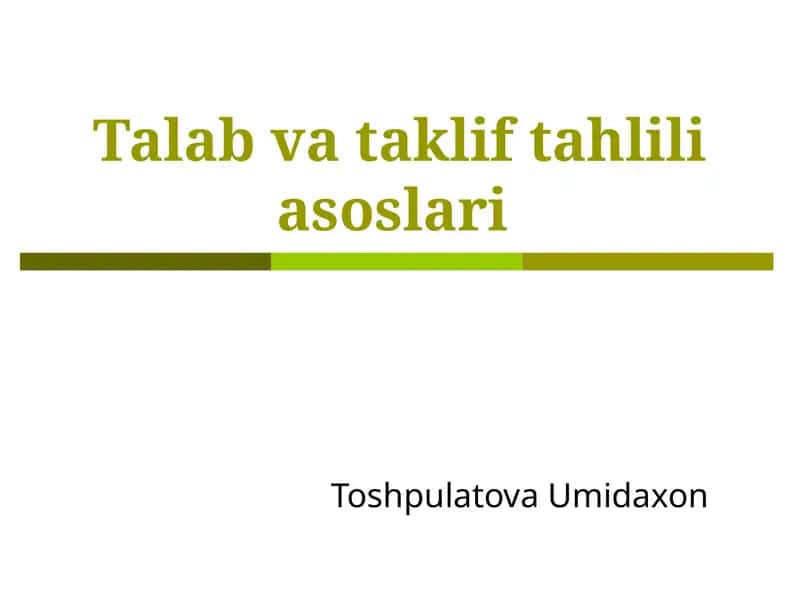 Talab va taklif tahlili asoslari 1