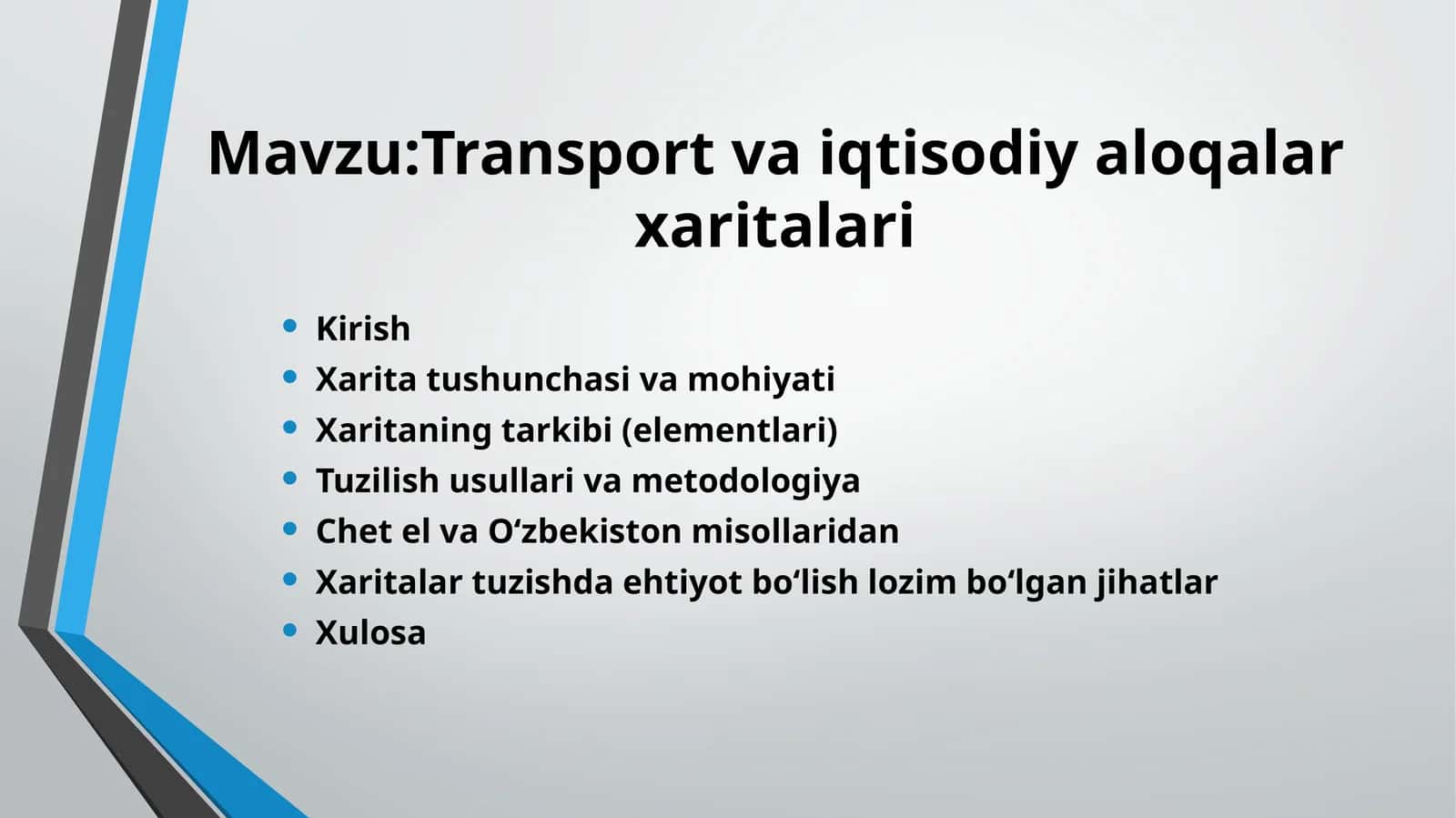 Transport va iqtisodiy aloqalar xaritalari 1