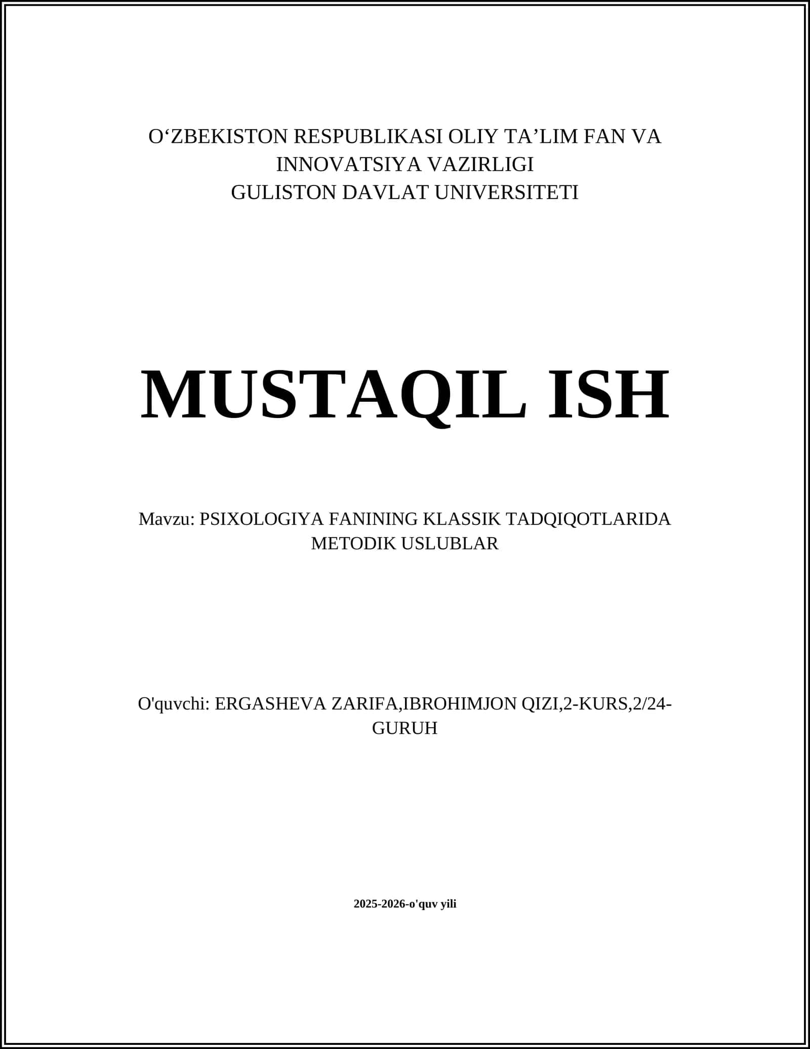 PSIXOLOGIYA FANINING KLASSIK TADQIQOTLARIDA METODIK USLUBLAR 1