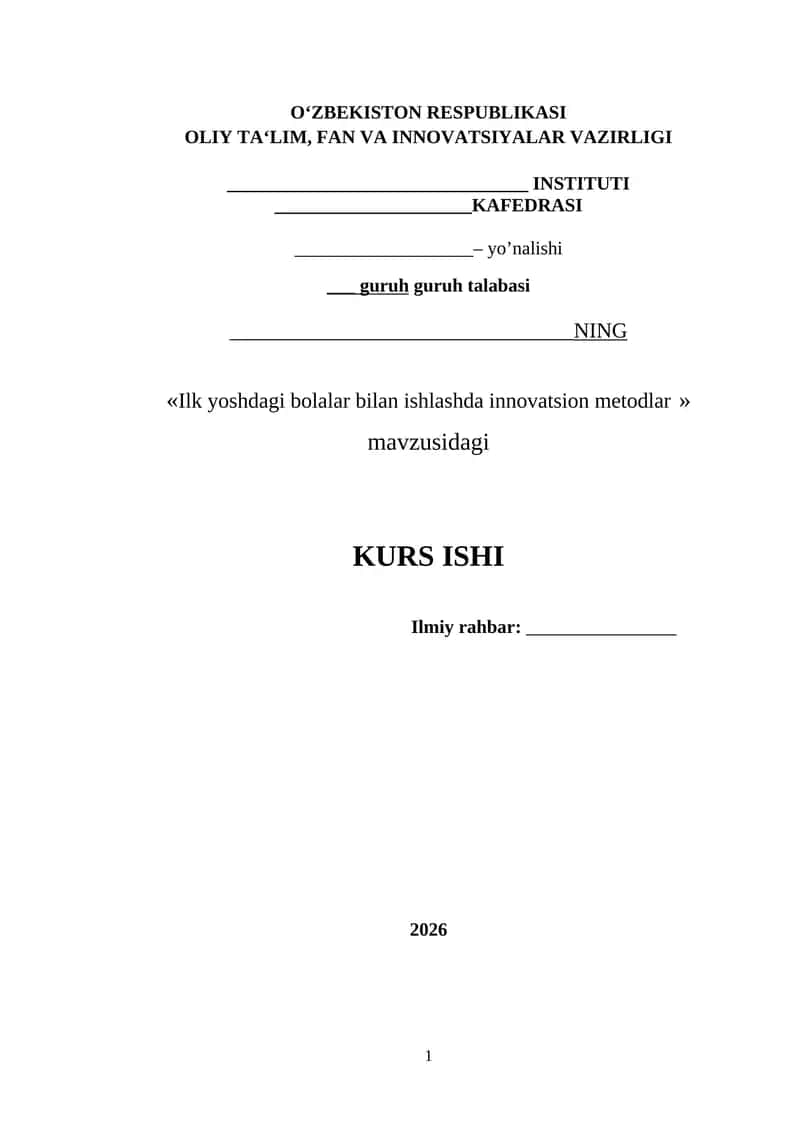 Ilk yoshdagi bolalar bilan ishlashda innovatsion metodlar 1