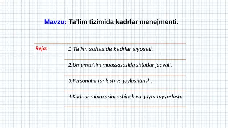 Ta’lim tizimida kadrlar menejmenti 1