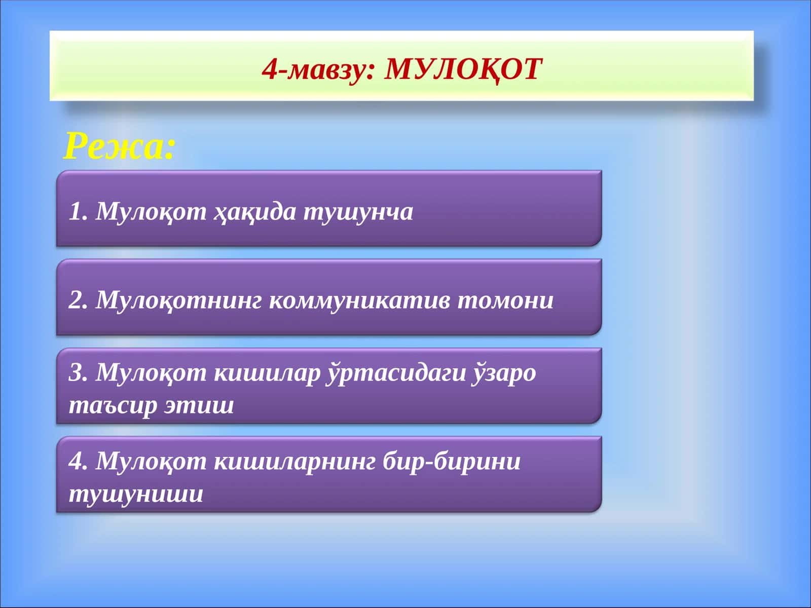 МУЛОҚОТ 1