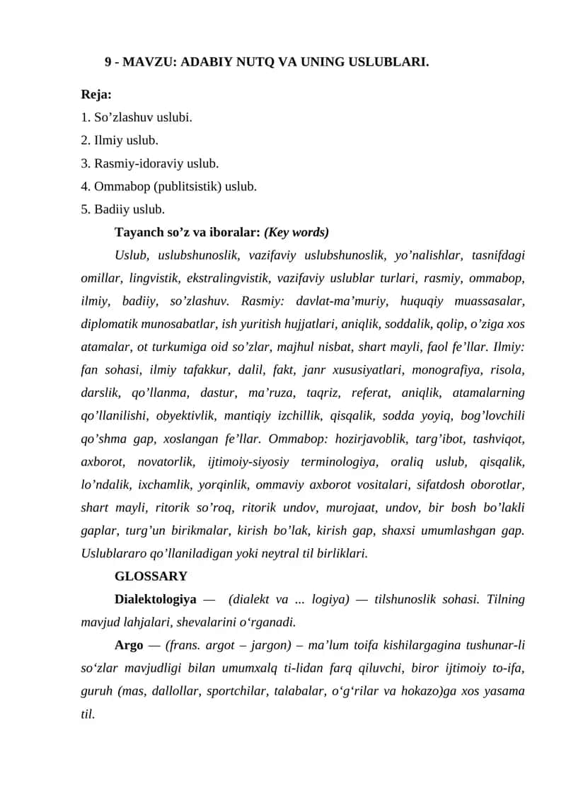 ADABIY NUTQ VA UNING USLUBLARI 1
