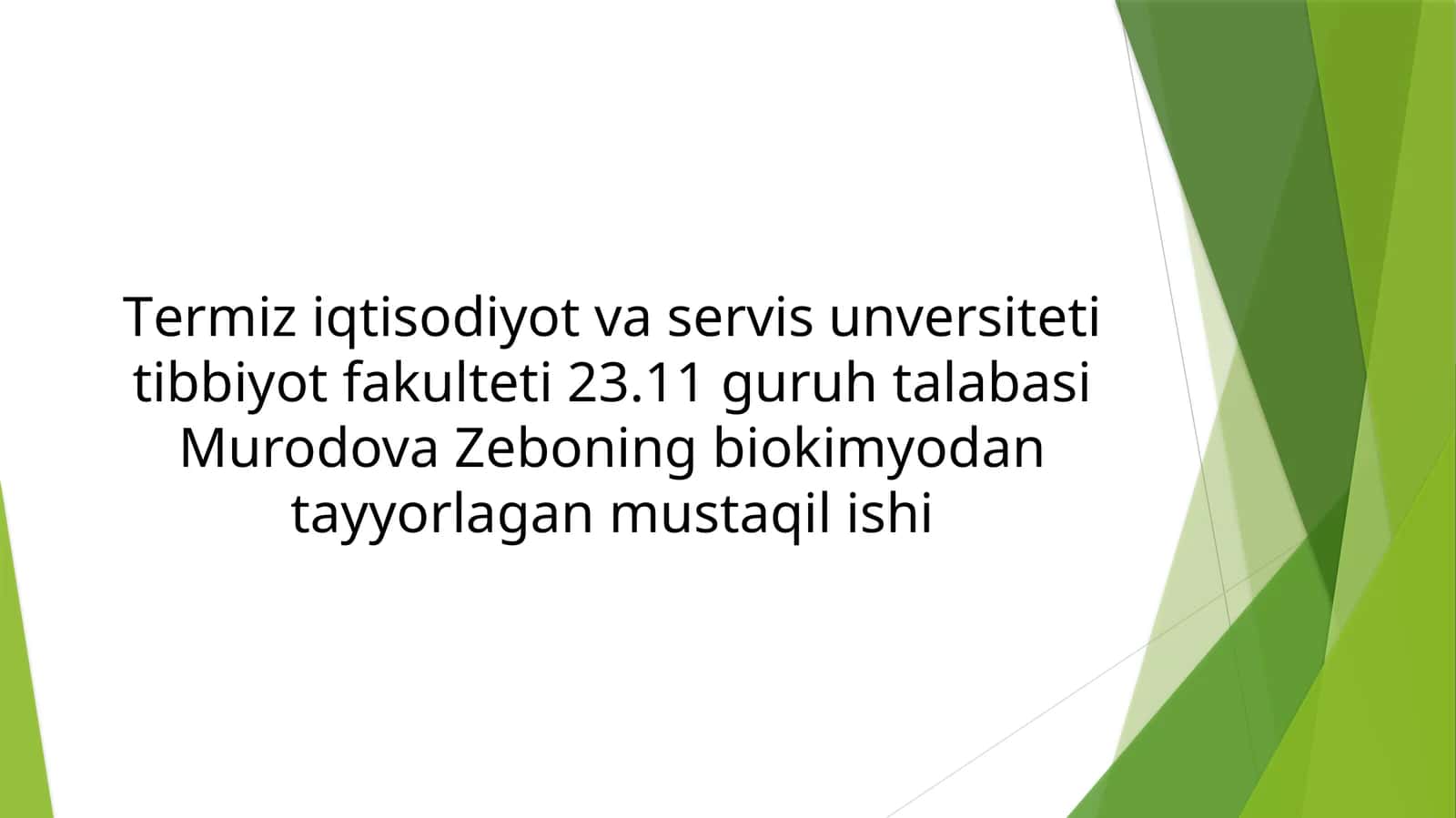 Murodova Zeboning biokimyodan tayyorlagan mustaqilishi 1