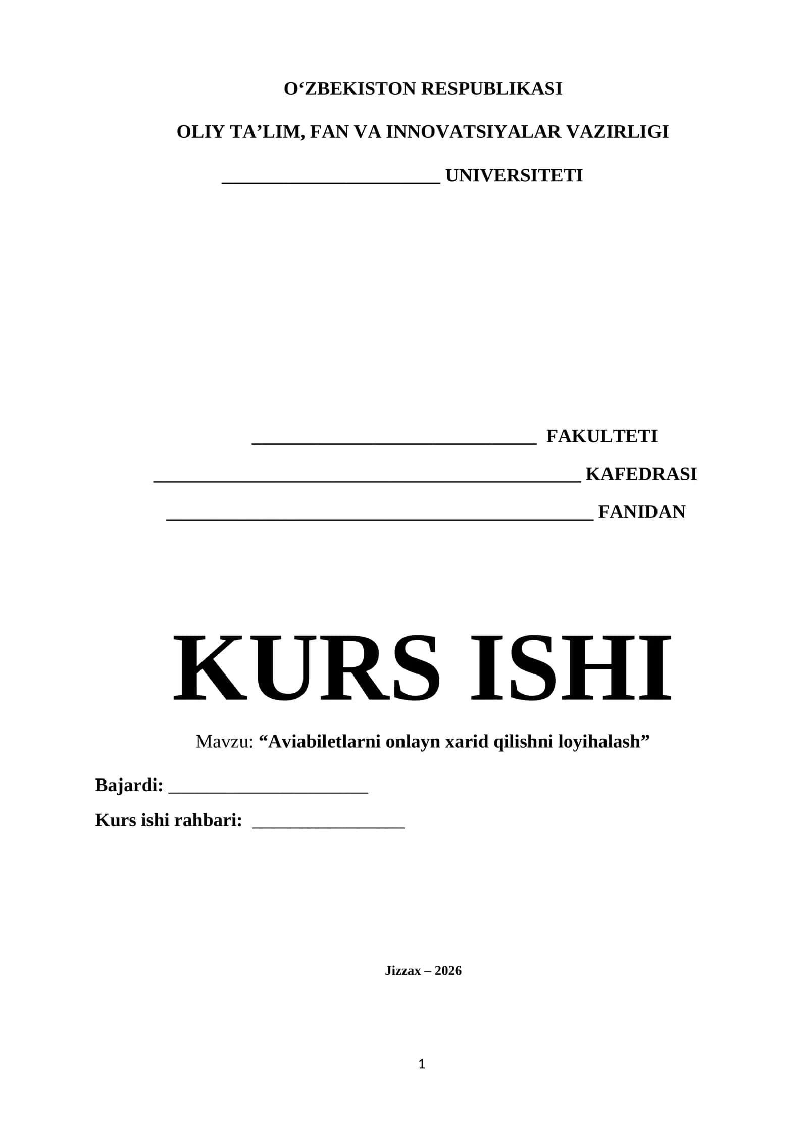 Aviabiletlarni onlayn xarid qilishni loyihalash 1