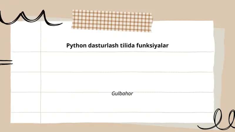 Python dasturlash tilida funksiyalar 1