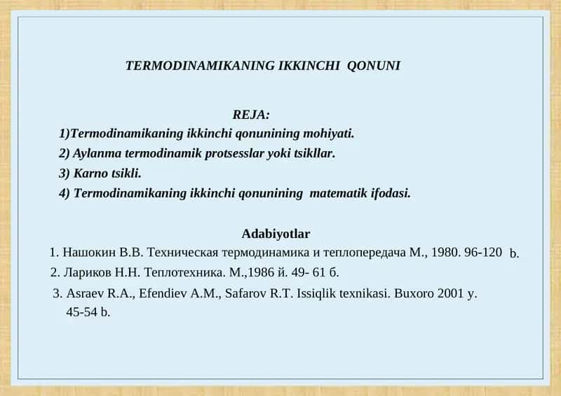 TERMODINAMIKANINGIKKINCHIQONUNI 1