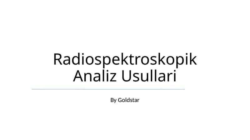 Radiospektroskopik Analiz Usullari 1