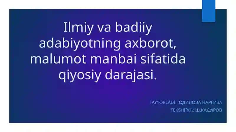 Ilmiy va badiiy adabiyot