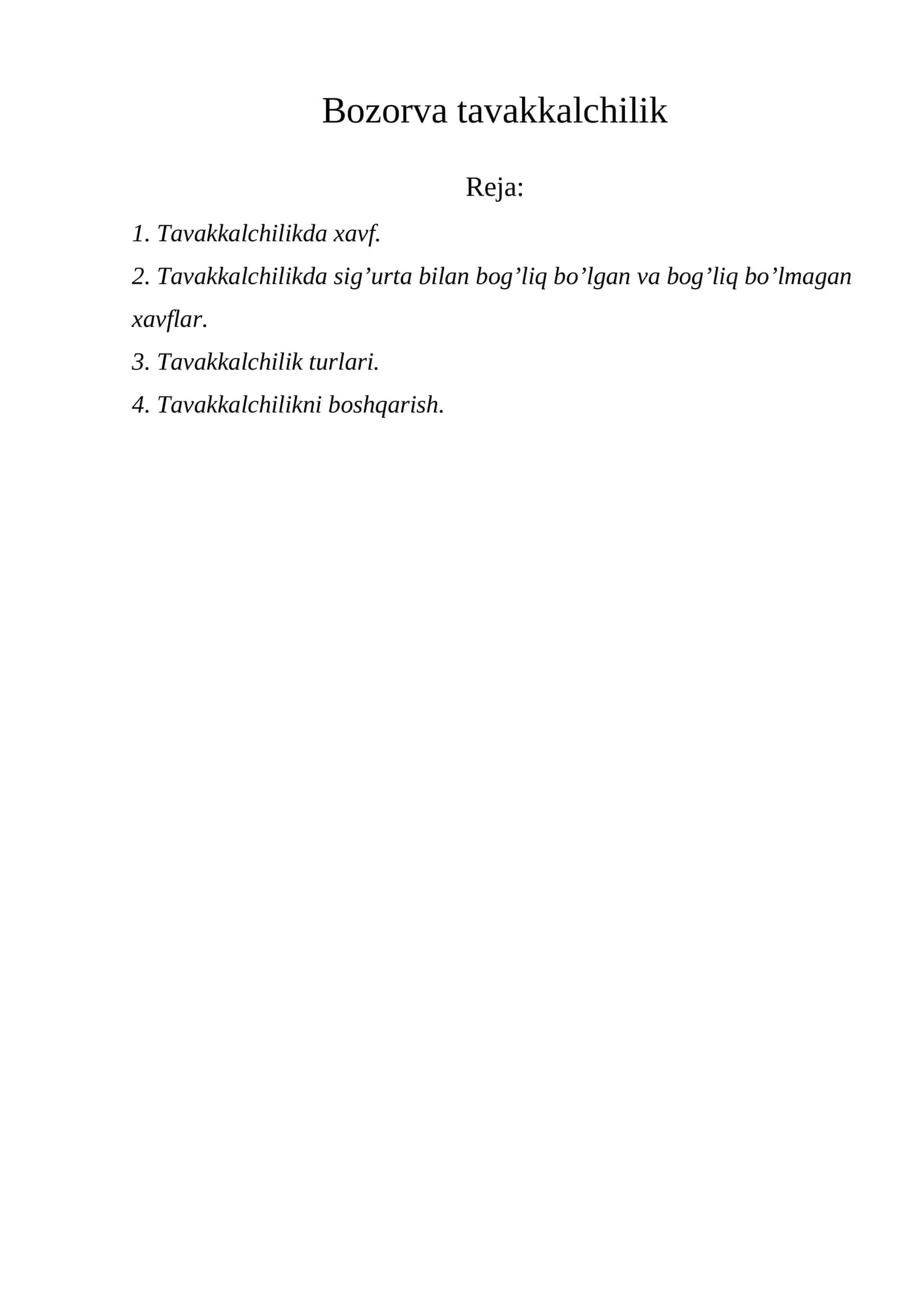 Bozorva tavakkalchilik 1