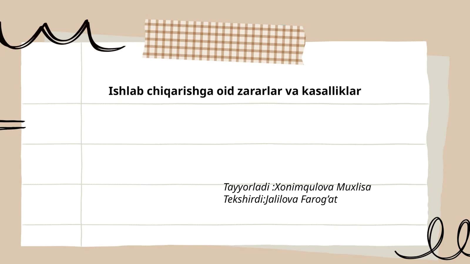 Ishlab chiqarishga oid zararlar va kasalliklar 1