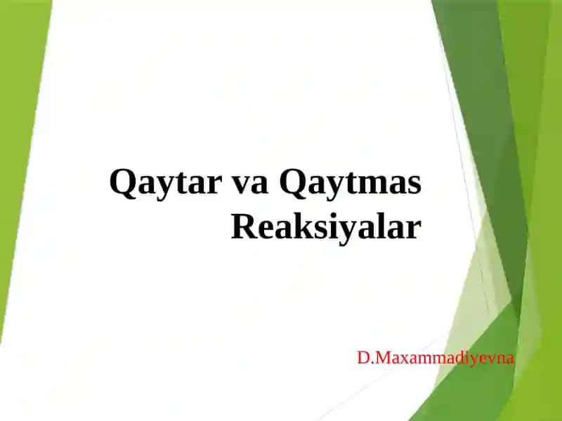 Qaytar va Qaytmas Reaksiyalar