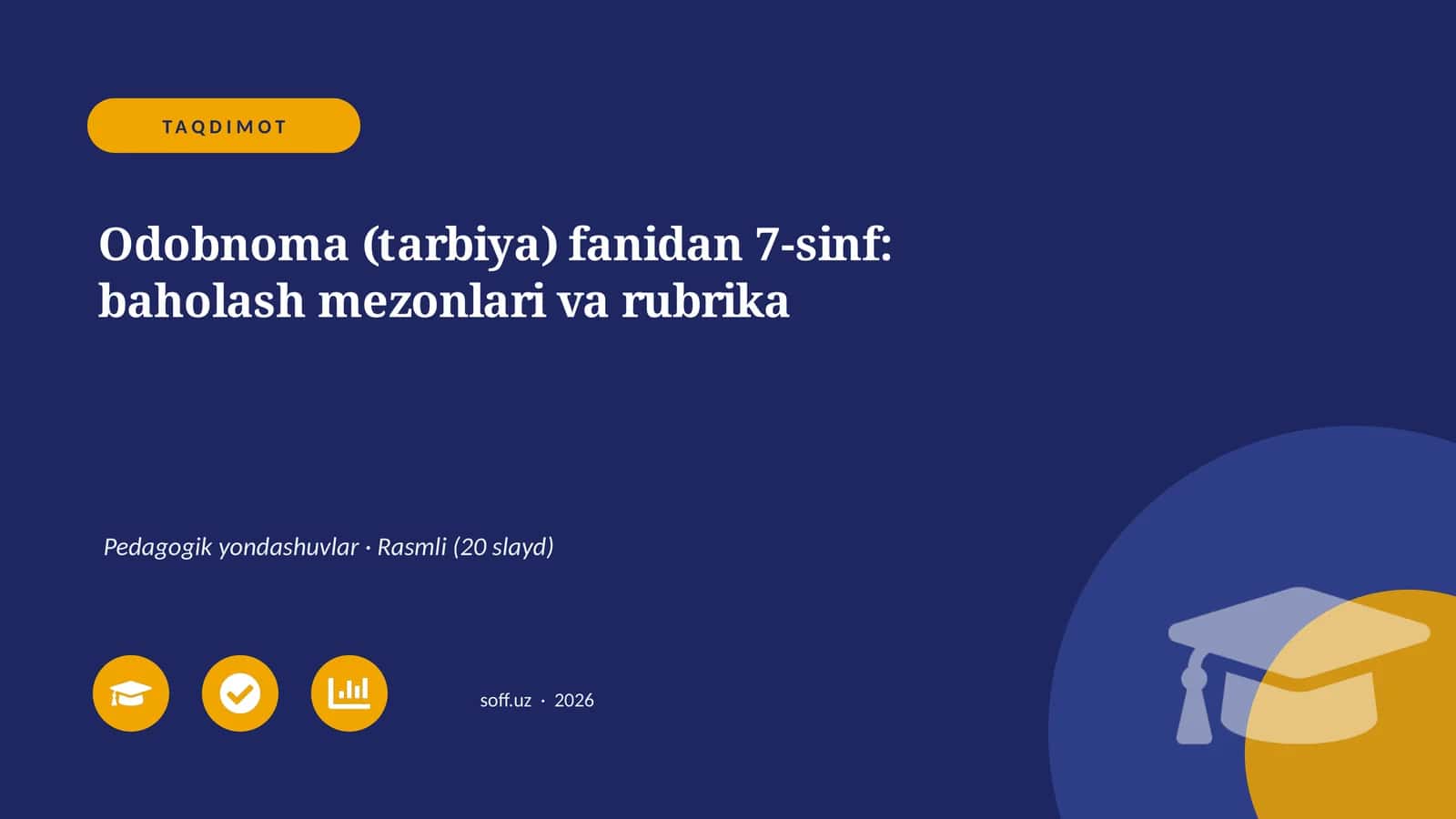 Odobnoma (tarbiya) fanidan 7-sinf: baholash mezonlari va rubrika 1