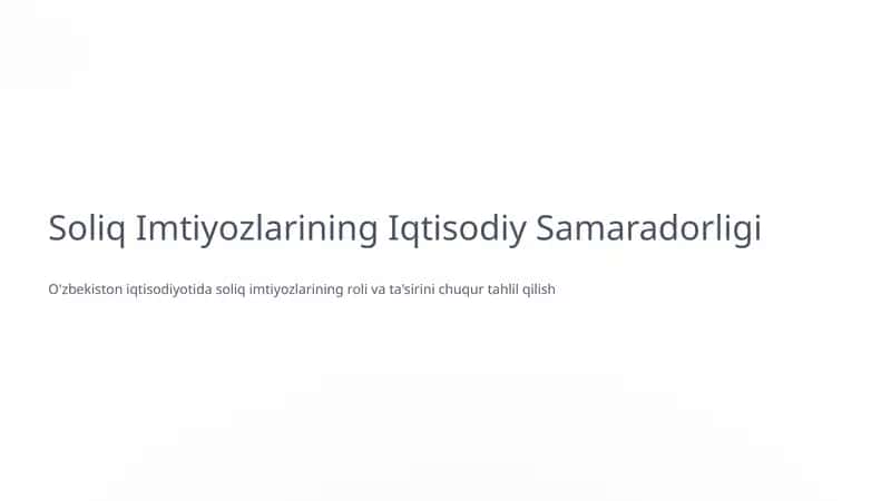 Soliq Imtiyozlarining Iqtisodiy Samaradorligi 1