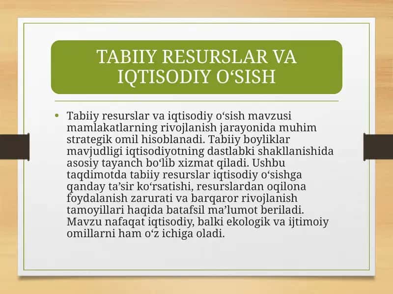 Tabiiy resurslar va iqtisodiy o‘sish 1