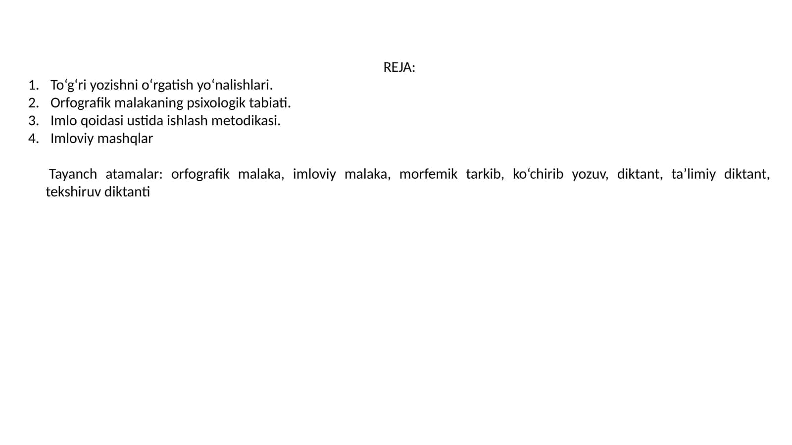 To‘g‘ri yozishni o‘rgatish yo‘nalishlari 1