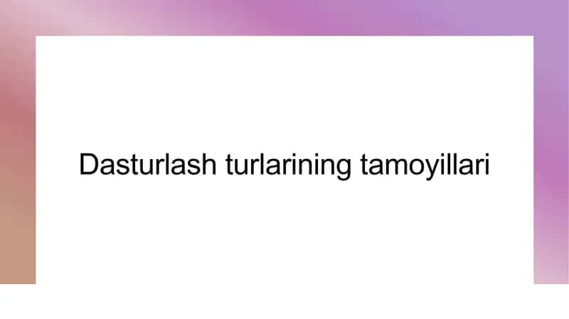 Dasturlash turlarining tamoyillari 1