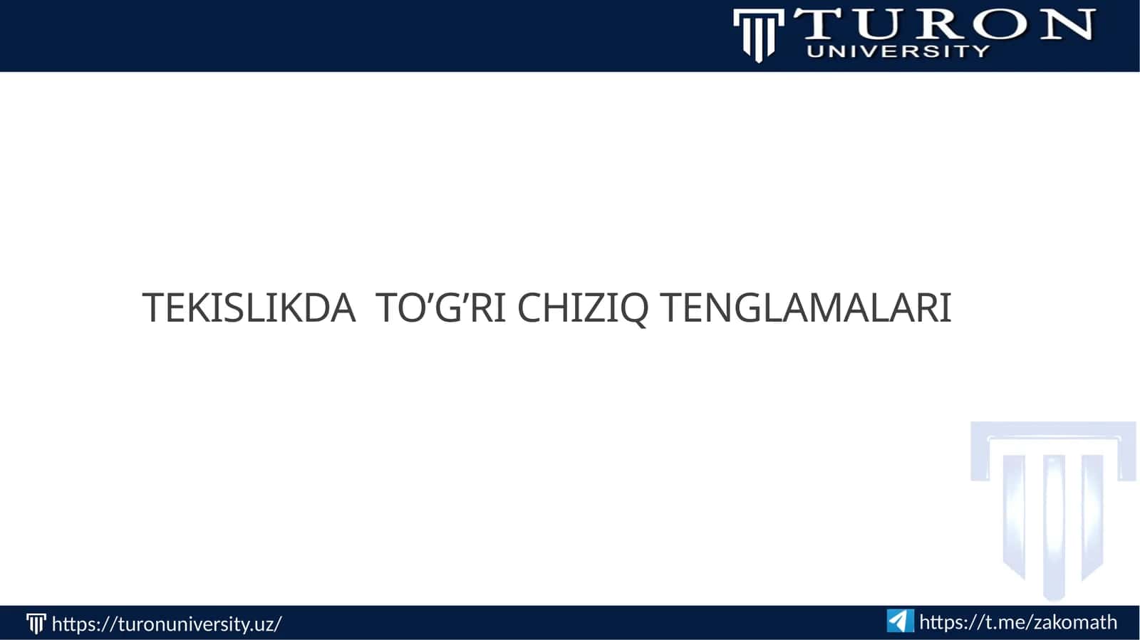 TEKISLIKDA TO’G’RI CHIZIQ TENGLAMALARI 1