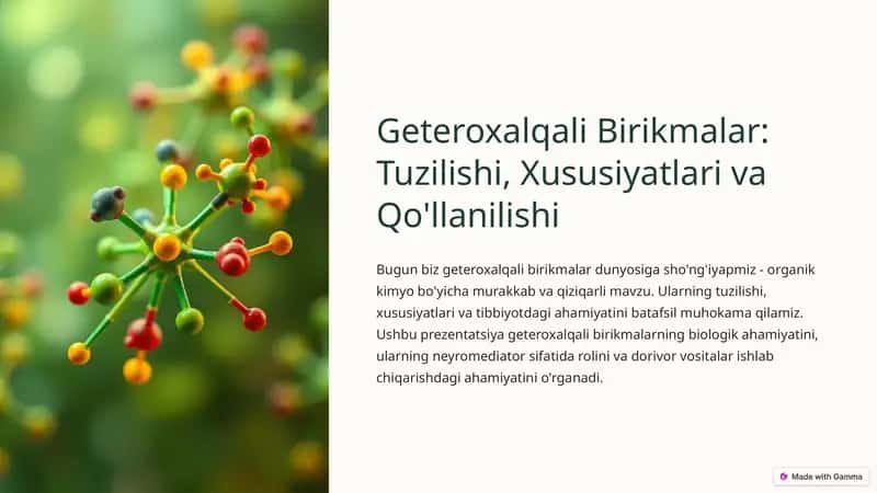 Geteroxalqali Birikmalar: Tuzilishi, Xususiyatlari va Qo'llanilishi 1