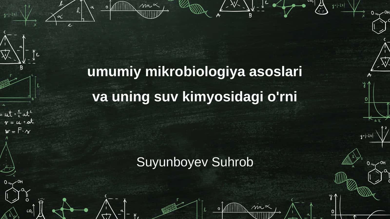 umumiy mikrobiologiya asoslari va uning suv kimyosidagi o'rni 1