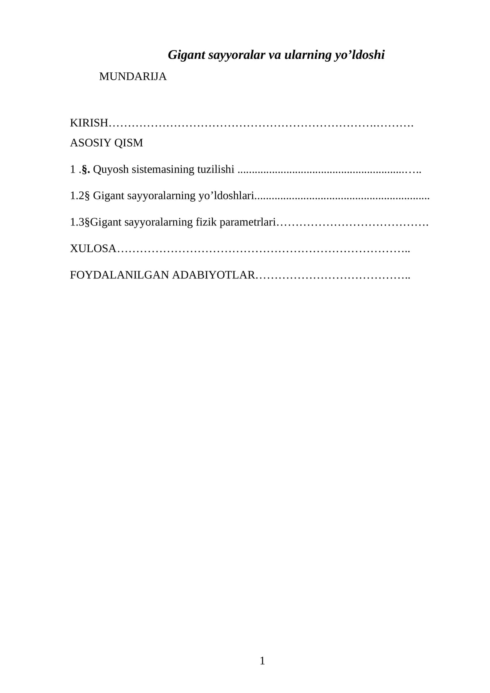 Gigant sayyoralar va ularning yo’ldoshi 1
