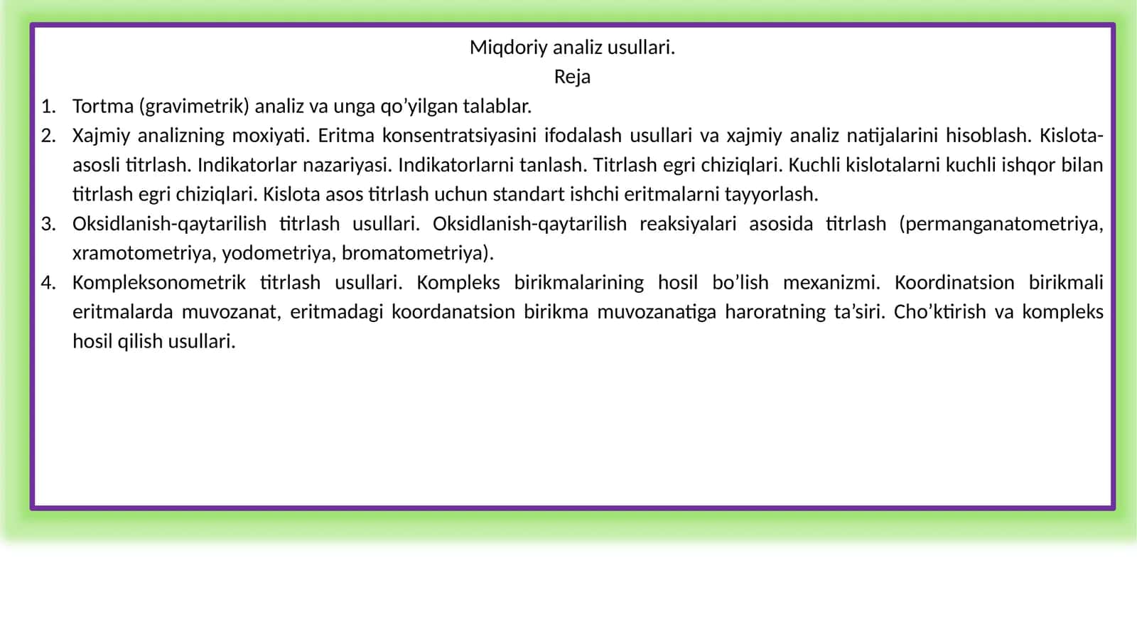 Miqdoriy analiz usullari 1