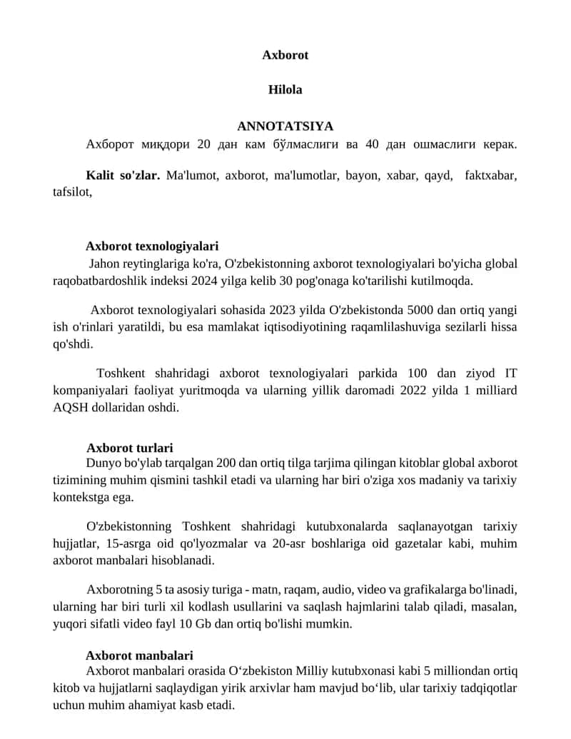 Axborot texnologiyalari 1