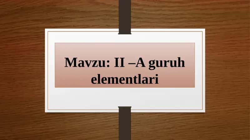 II –A guruh elementlari 1
