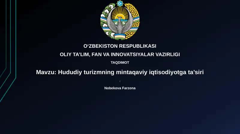 Hududiy turizmning iqtisodiy ta'siri 1