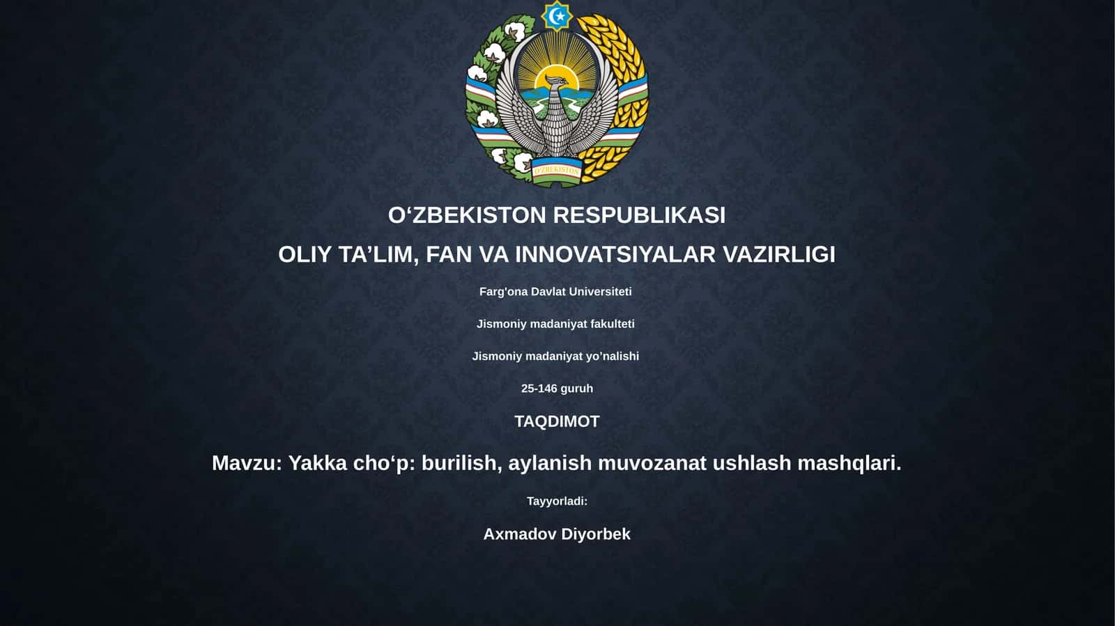 Yakka cho‘p: burilish, aylanish muvozanat ushlash mashqlari 1