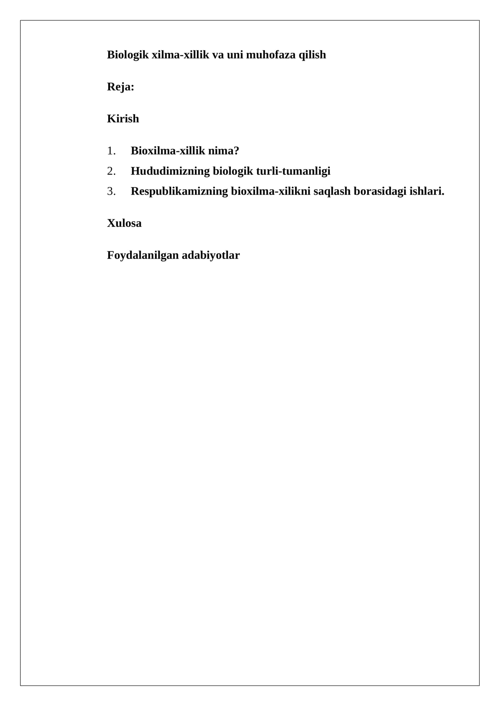 Biologik xilma-xillik va uni muhofaza qilish 1