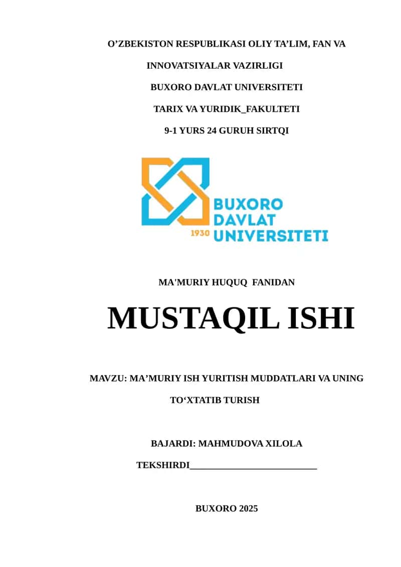 Ma'muriy ish yuritish muddatlari va uning to'xtatib turilishi 1