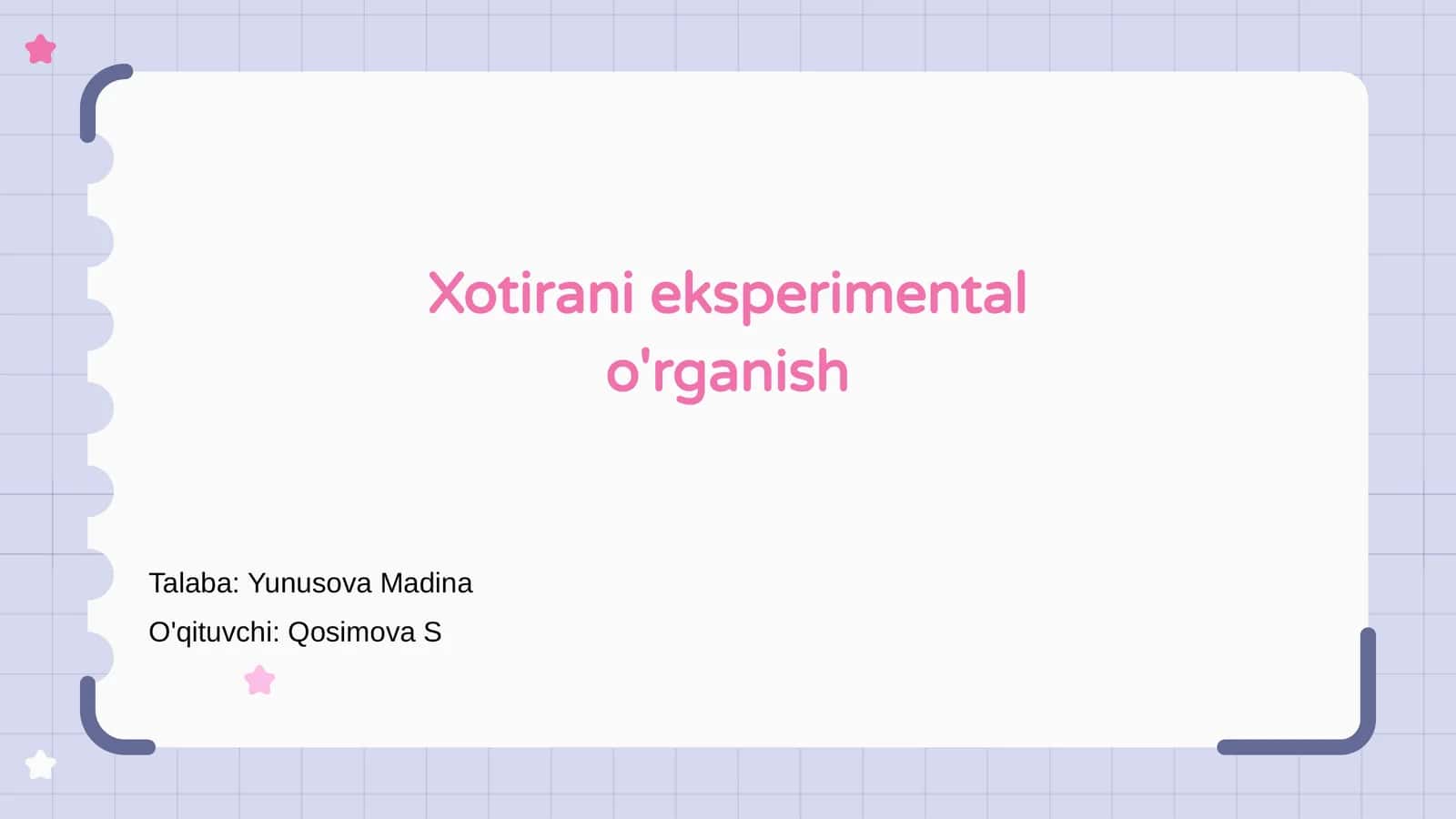 Xotirani eksperimental o'rganish 1