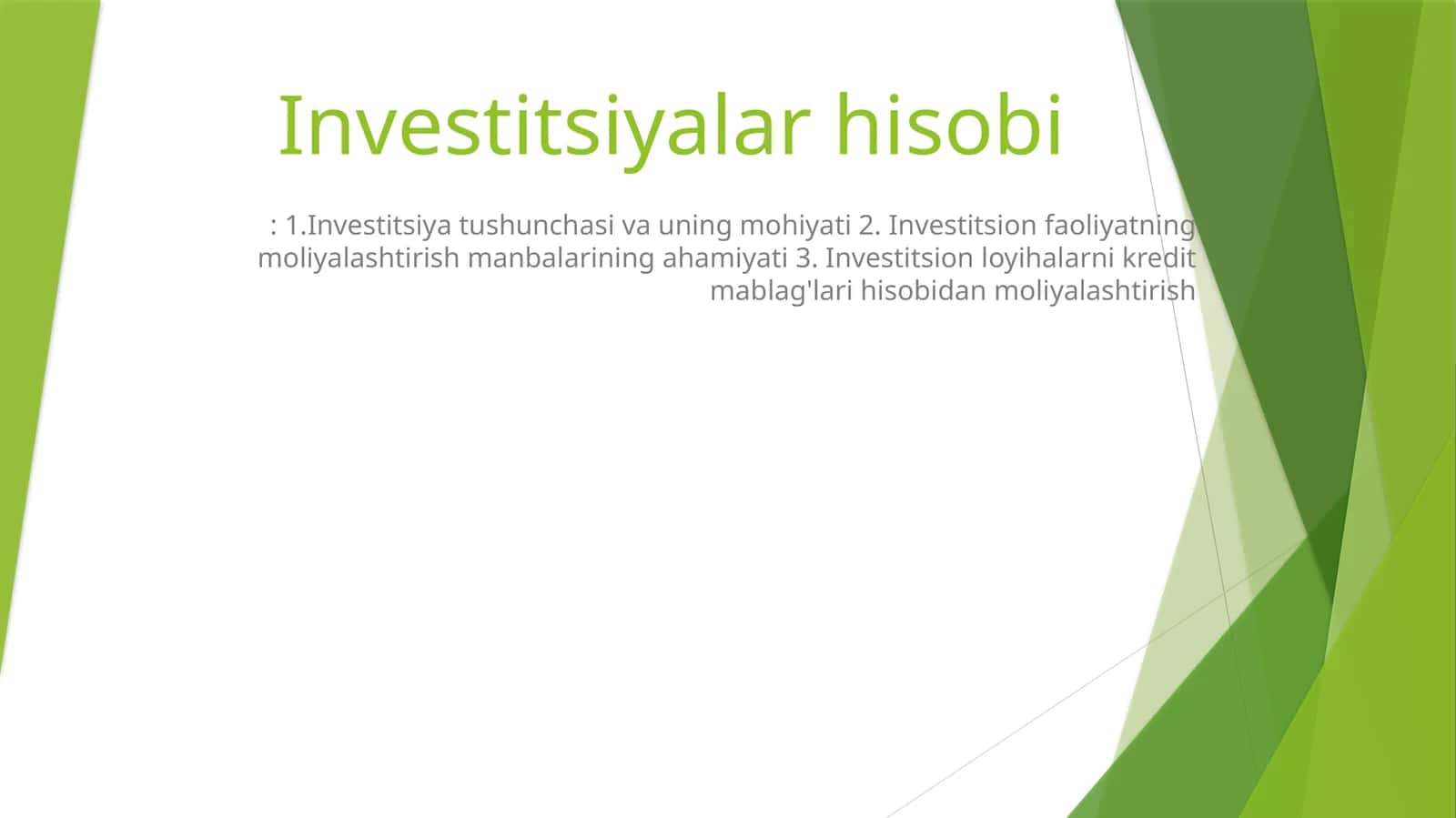 Investitsiyalar hisobi 1