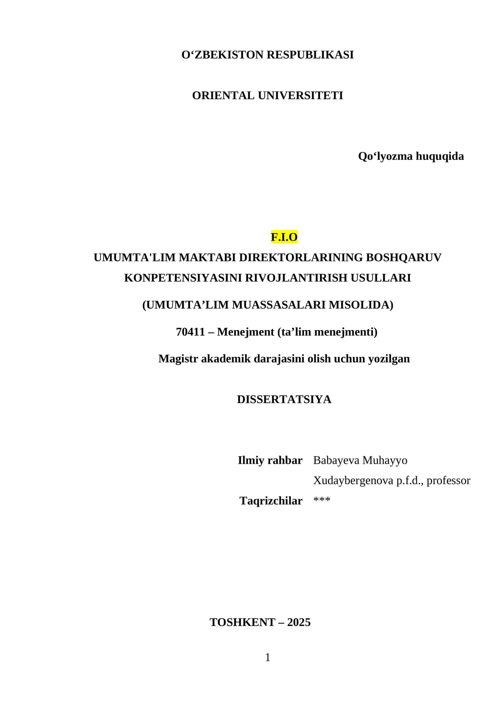 UMUMTA'LIM MAKTABI DIREKTORLARINING BOSHQARUV KONPETENSIYASINI RIVOJLANTIRISH USULLARI 1