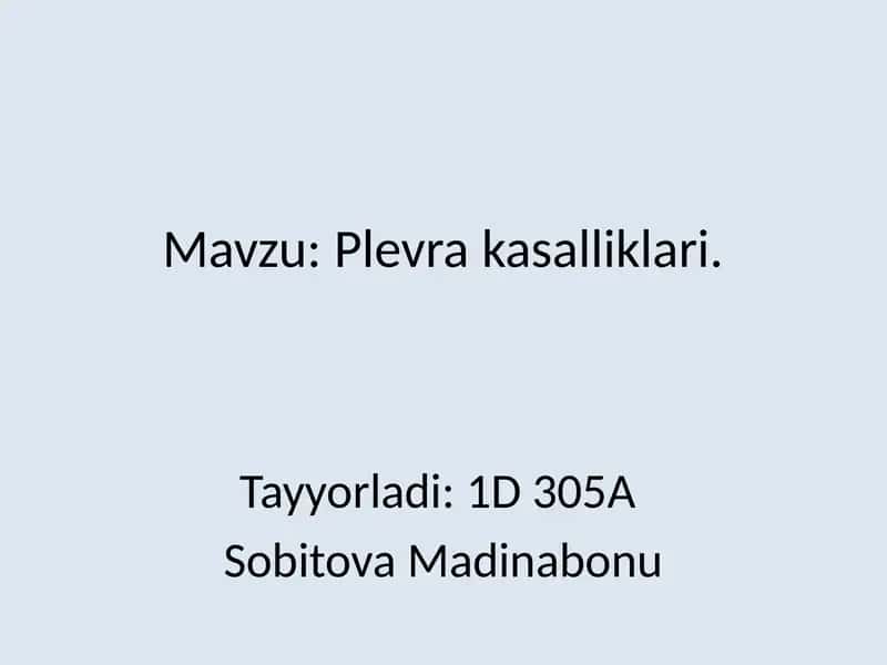 Plevra kasalliklari 1