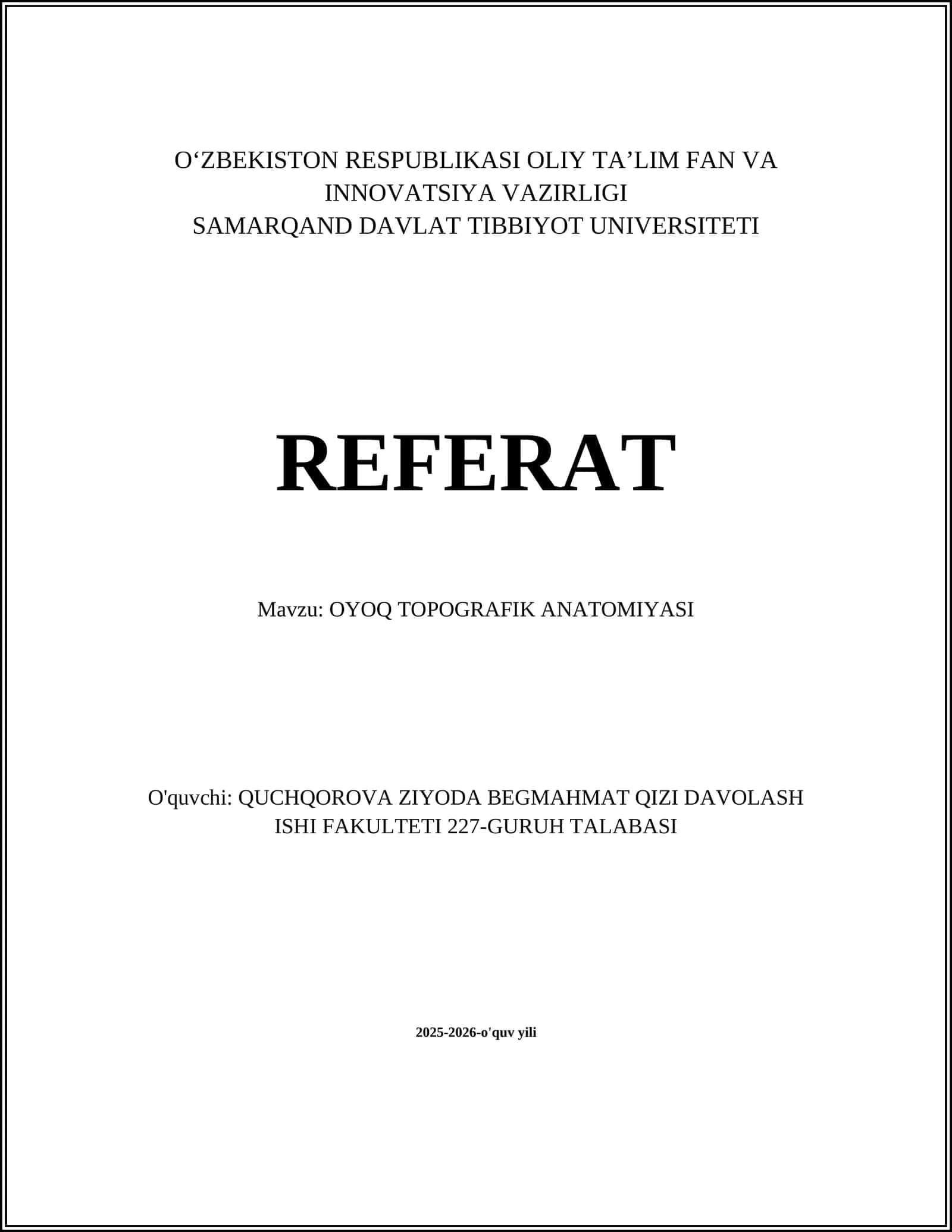 OYOQ TOPOGRAFIK ANATOMIYASI 1