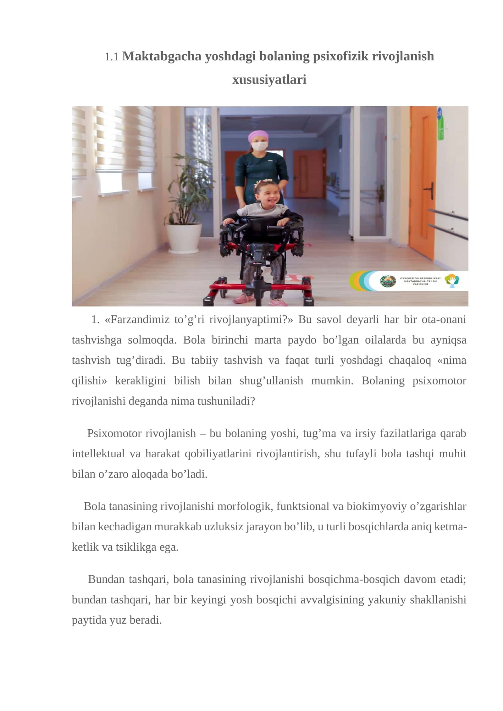 Maktabgacha yoshdagi bolaning psixofizik rivojlanish xususiyatlari 1