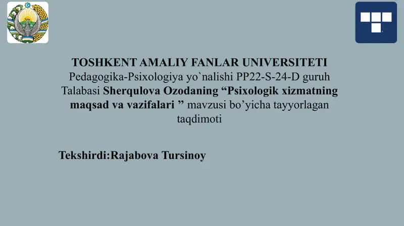 Psixologik xizmat vazifa va maqsadi 1