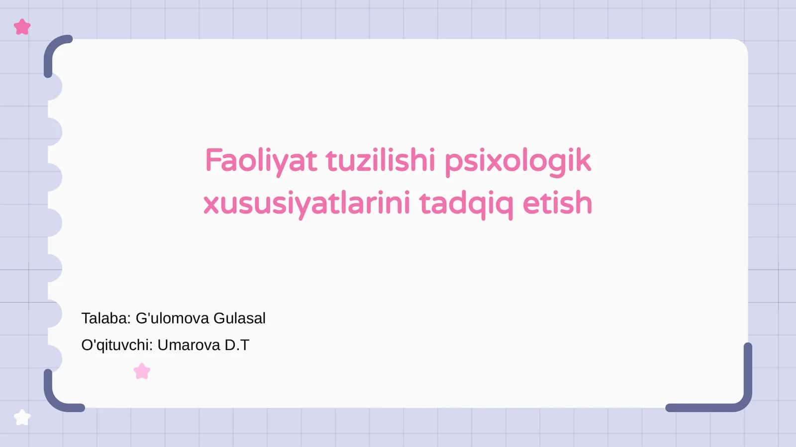 Faoliyat tuzilishi psixologik xususiyatlarini tadqiq etish 1