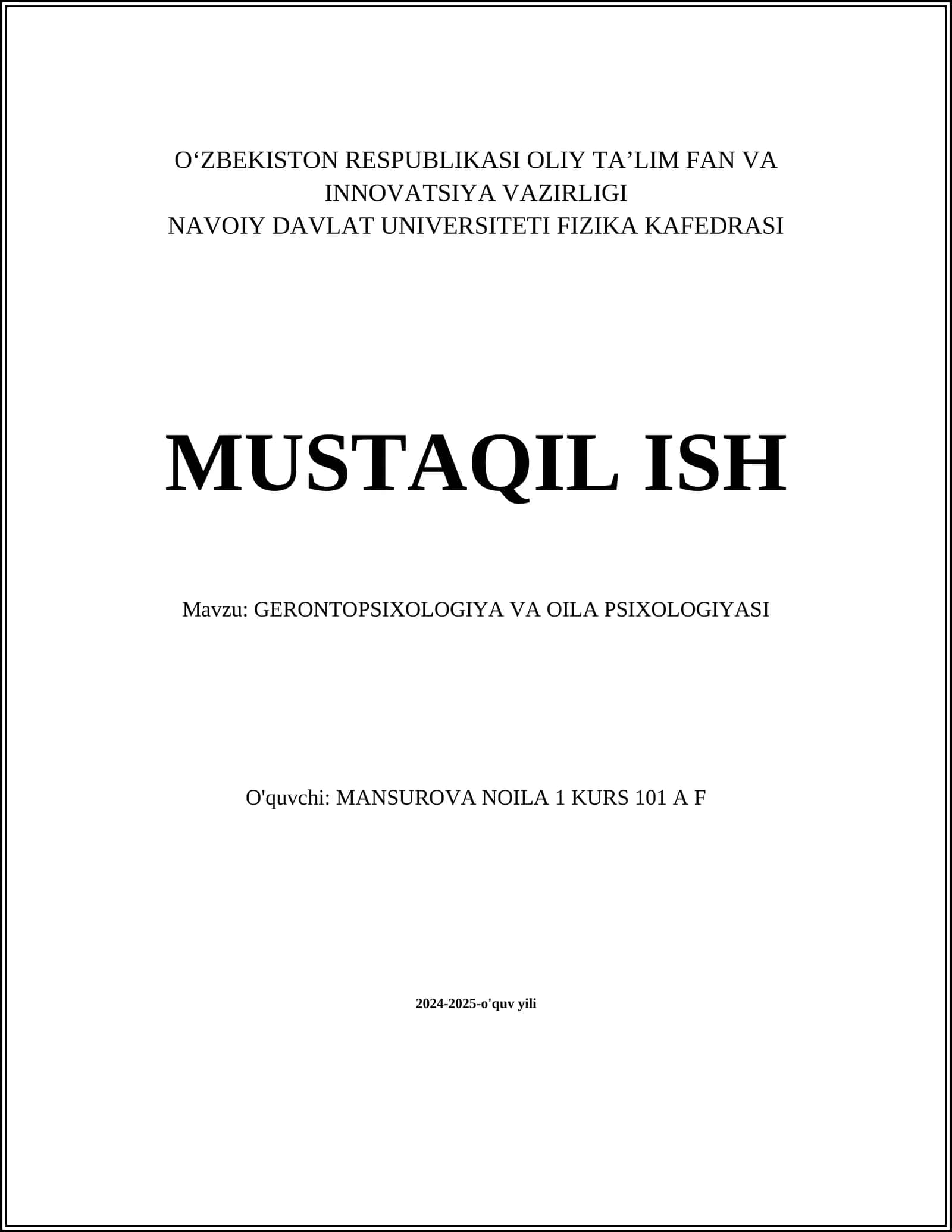GERONTOPSIXOLOGIYA VA OILA PSIXOLOGIYASI 1