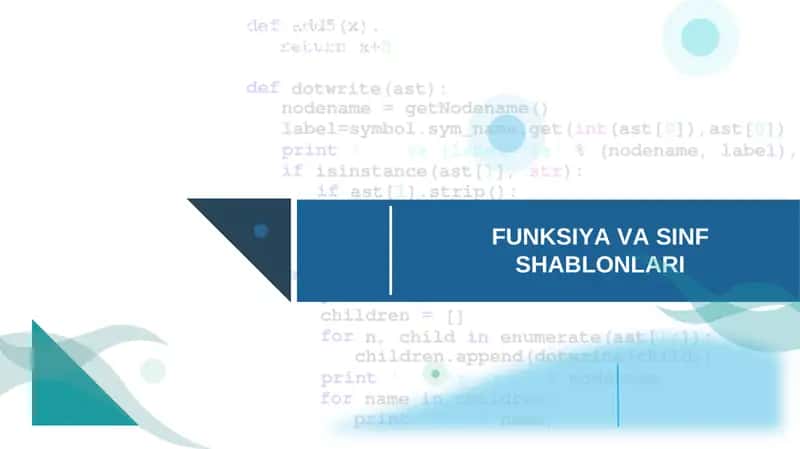 FUNKSIYA VA SINF SHABLONLARI 1